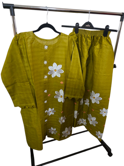 Floral 2pc coord asian set, cotton