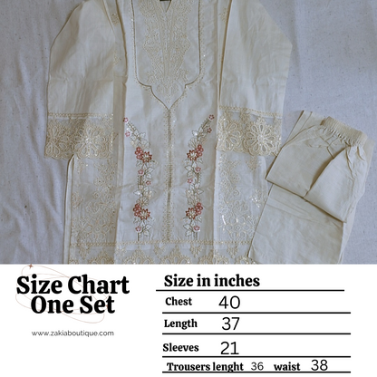 Elegant embroidered 2pc asian set, cotton