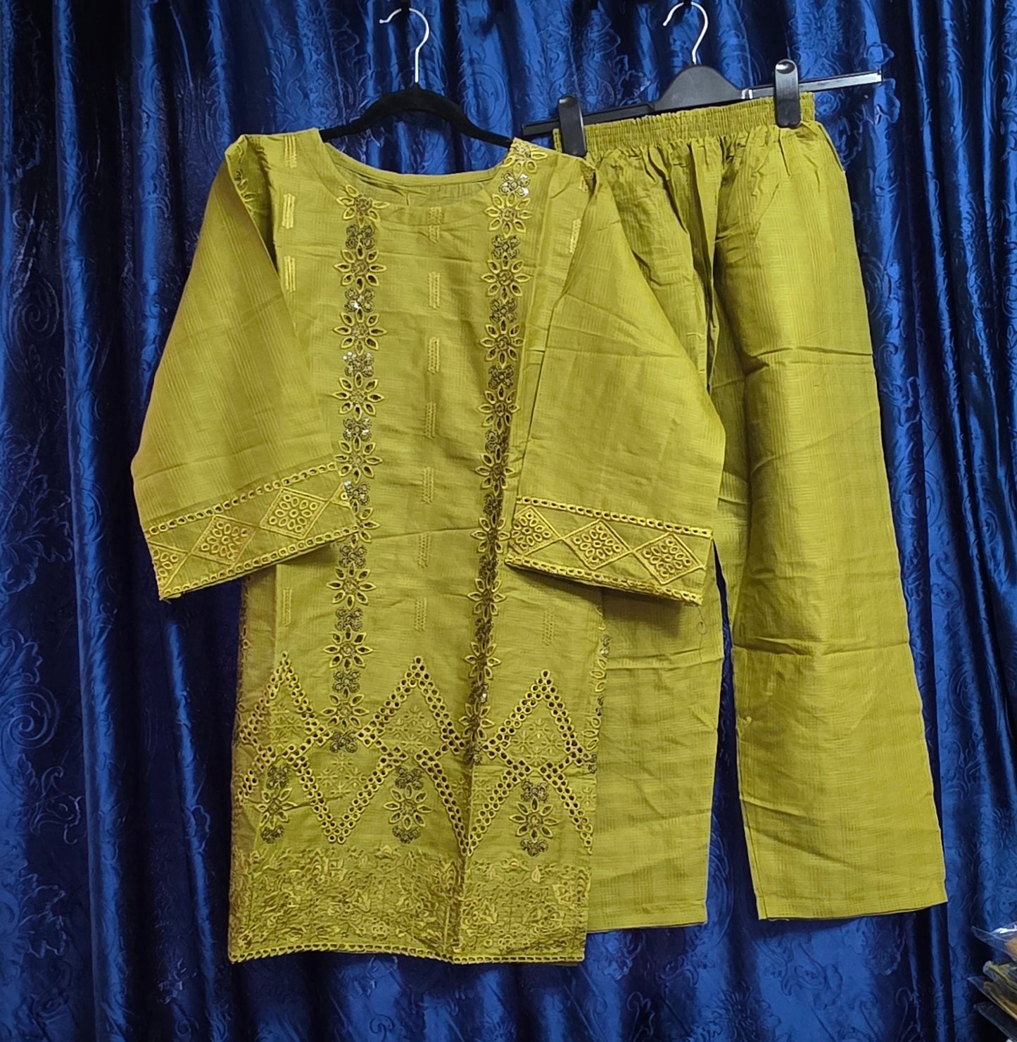 2pc embroidery coord set, cotton