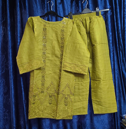 2pc embroidery coord set, cotton