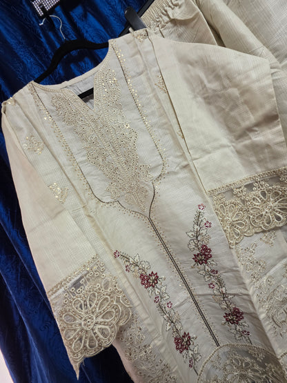 Elegant embroidered 2pc asian set, cotton