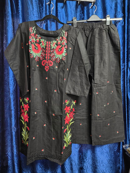 Beautiful floral embrpidery 2pc coord asian set