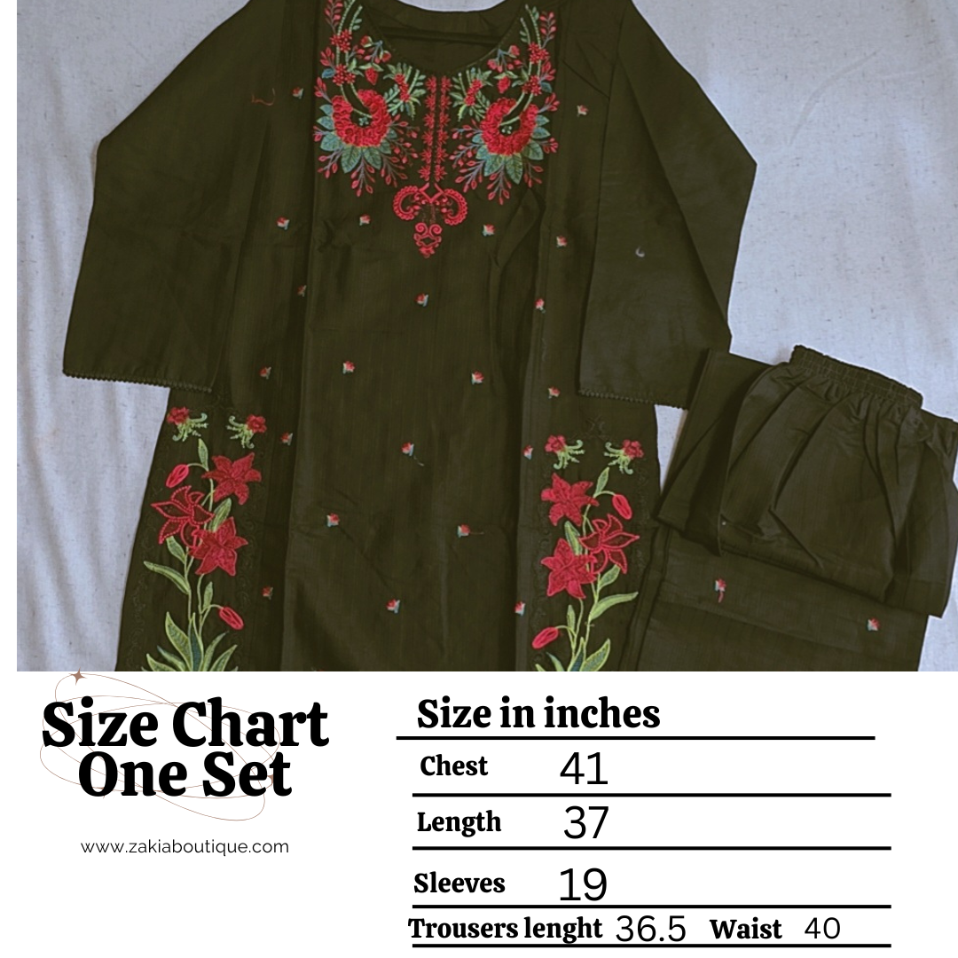 Beautiful floral embrpidery 2pc coord asian set