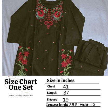 Beautiful floral embrpidery 2pc coord asian set