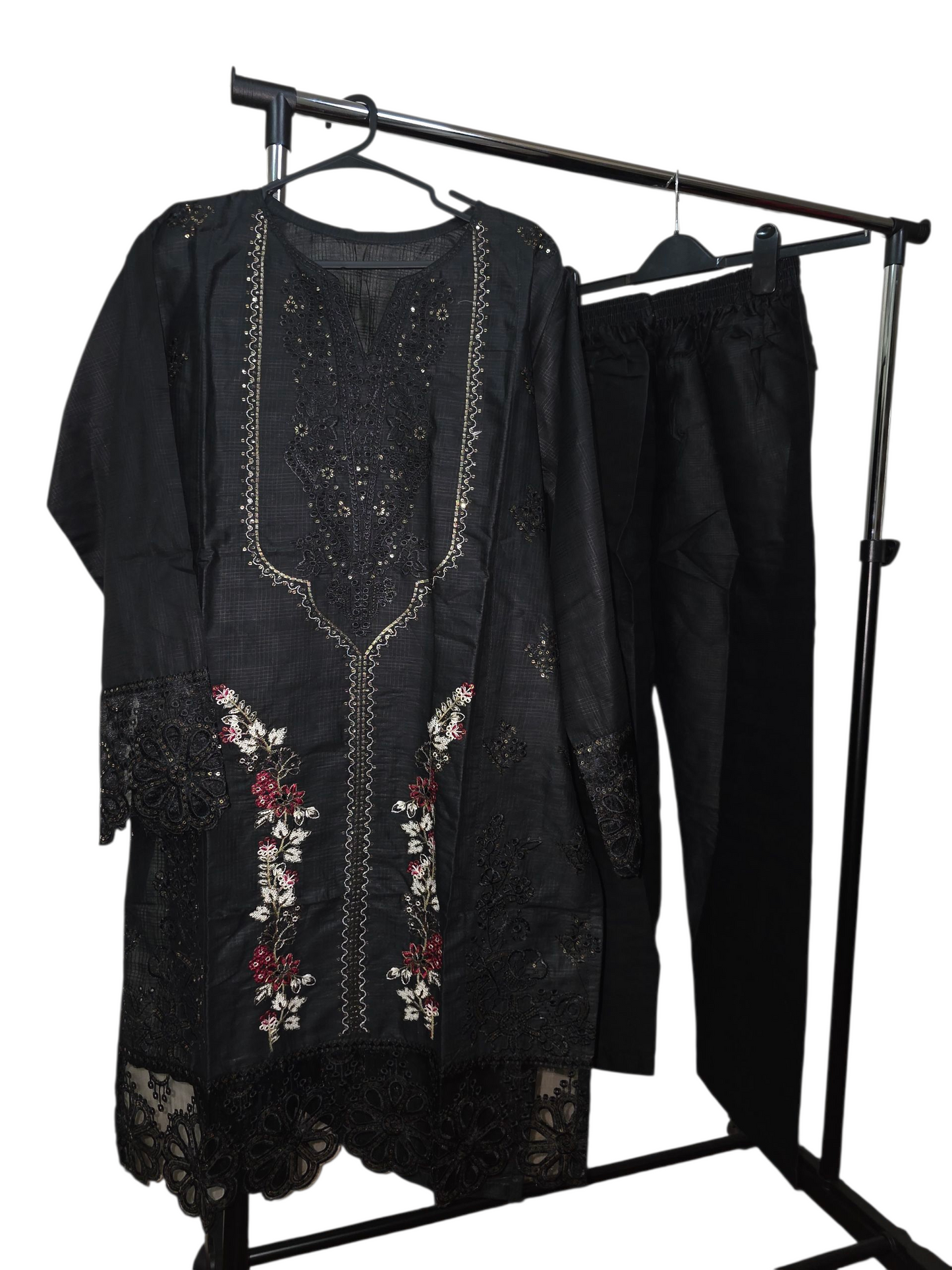 Elegant embroidered 2pc asian set, cotton