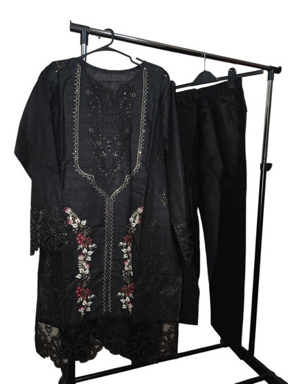 Elegant embroidered 2pc asian set, cotton