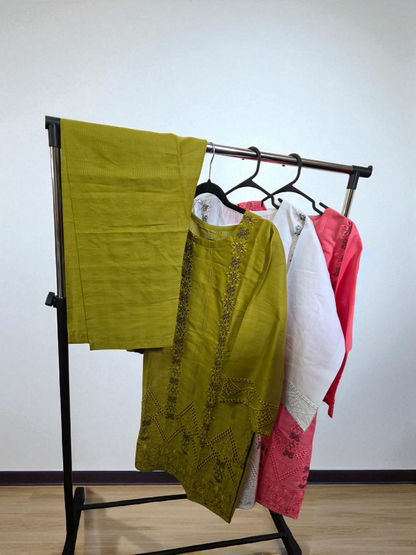 2pc embroidery coord set, cotton